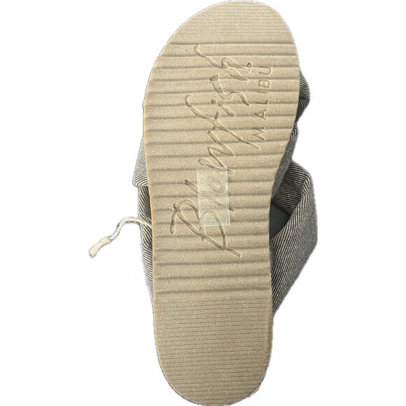 Blowfish Malibu vegan cork brown white striped fabric twist slides size 7 NWT - Picture 4 of 5